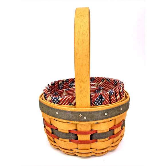 Longaberger 1997 Inaugural Basket w/ Flag Liner & Protector Patriotic - Picture 3 of 10
